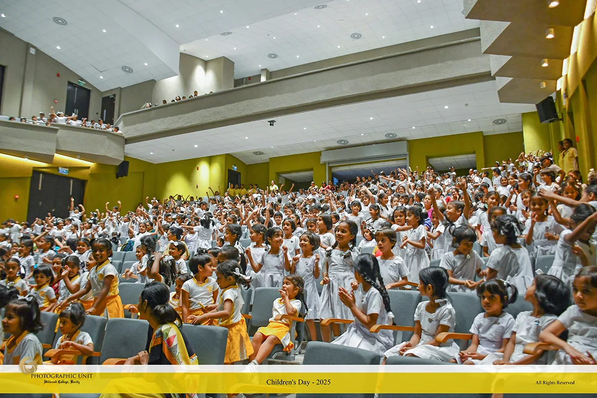 Students gathered in the Hillwood College auditorium